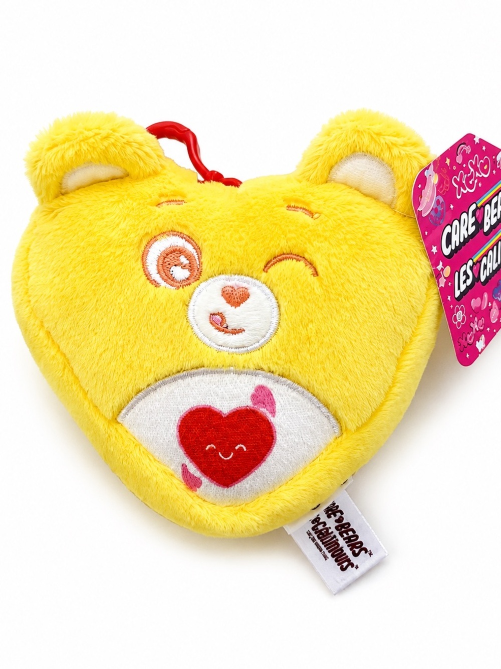 CARE BEARS NWT Yellow Heart Backpack Clip Plush Soft Keychain Collectible Gift